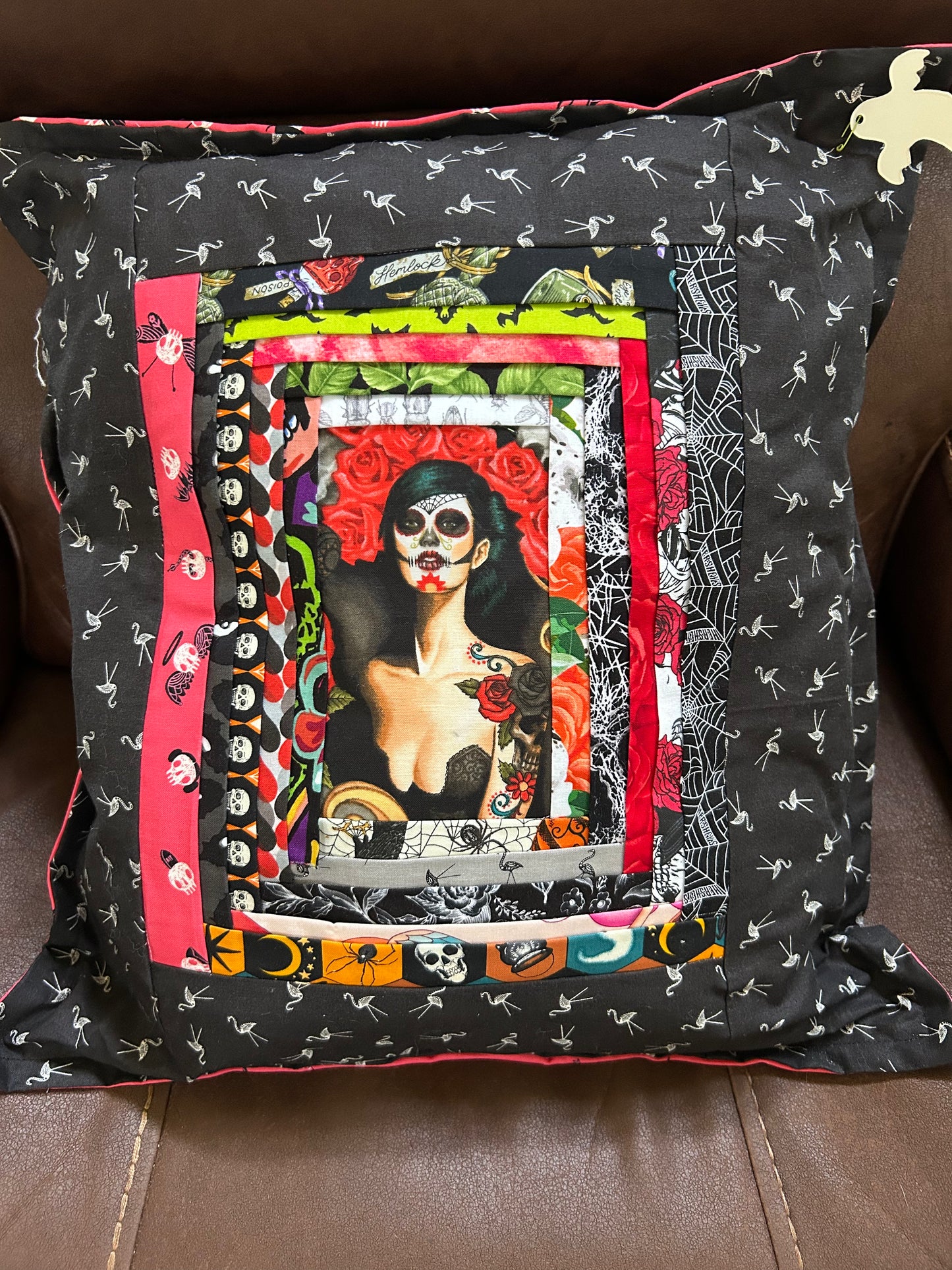 Set of day of the dead pinup girl pillows (3)