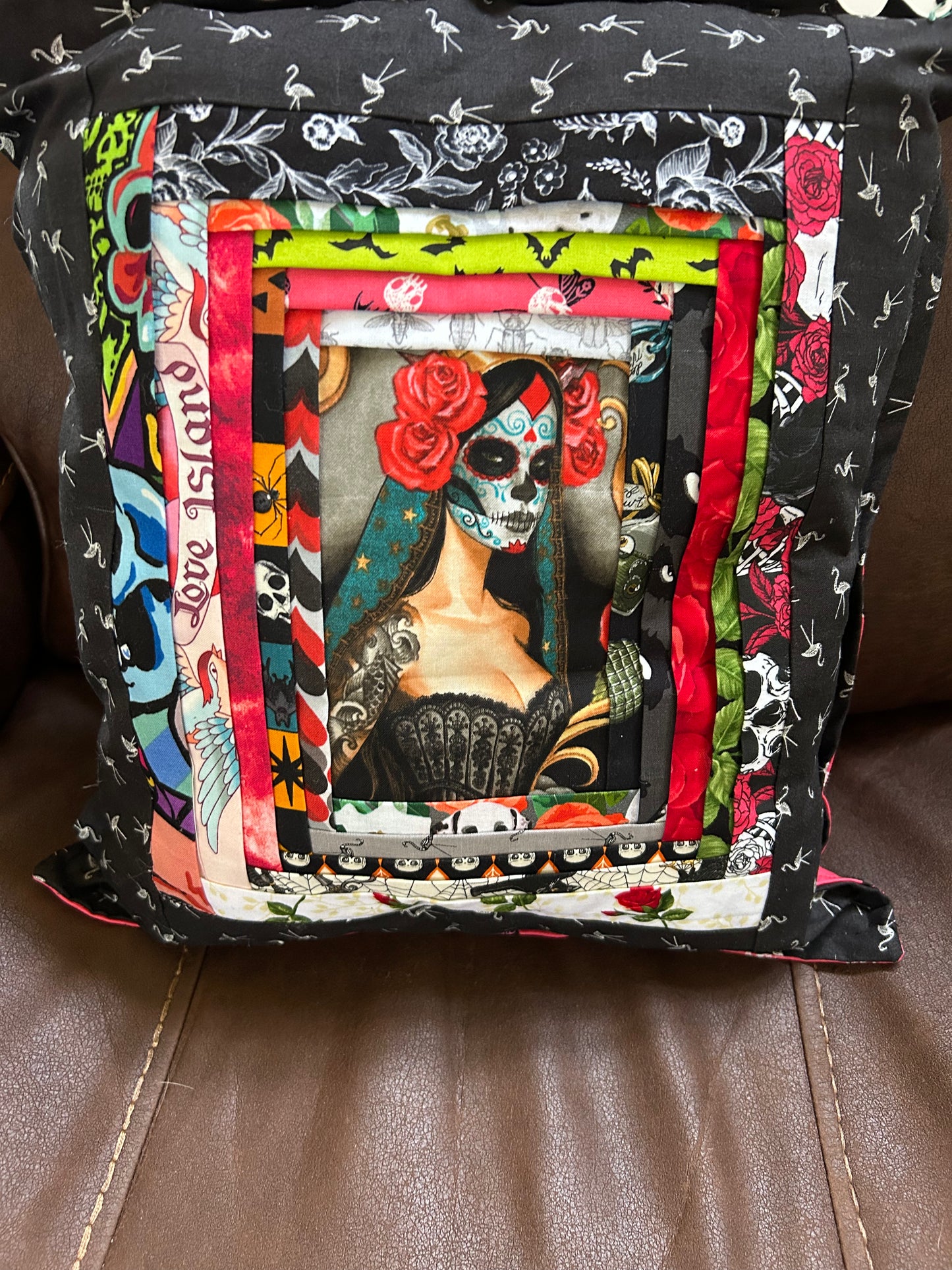 Set of day of the dead pinup girl pillows (3)
