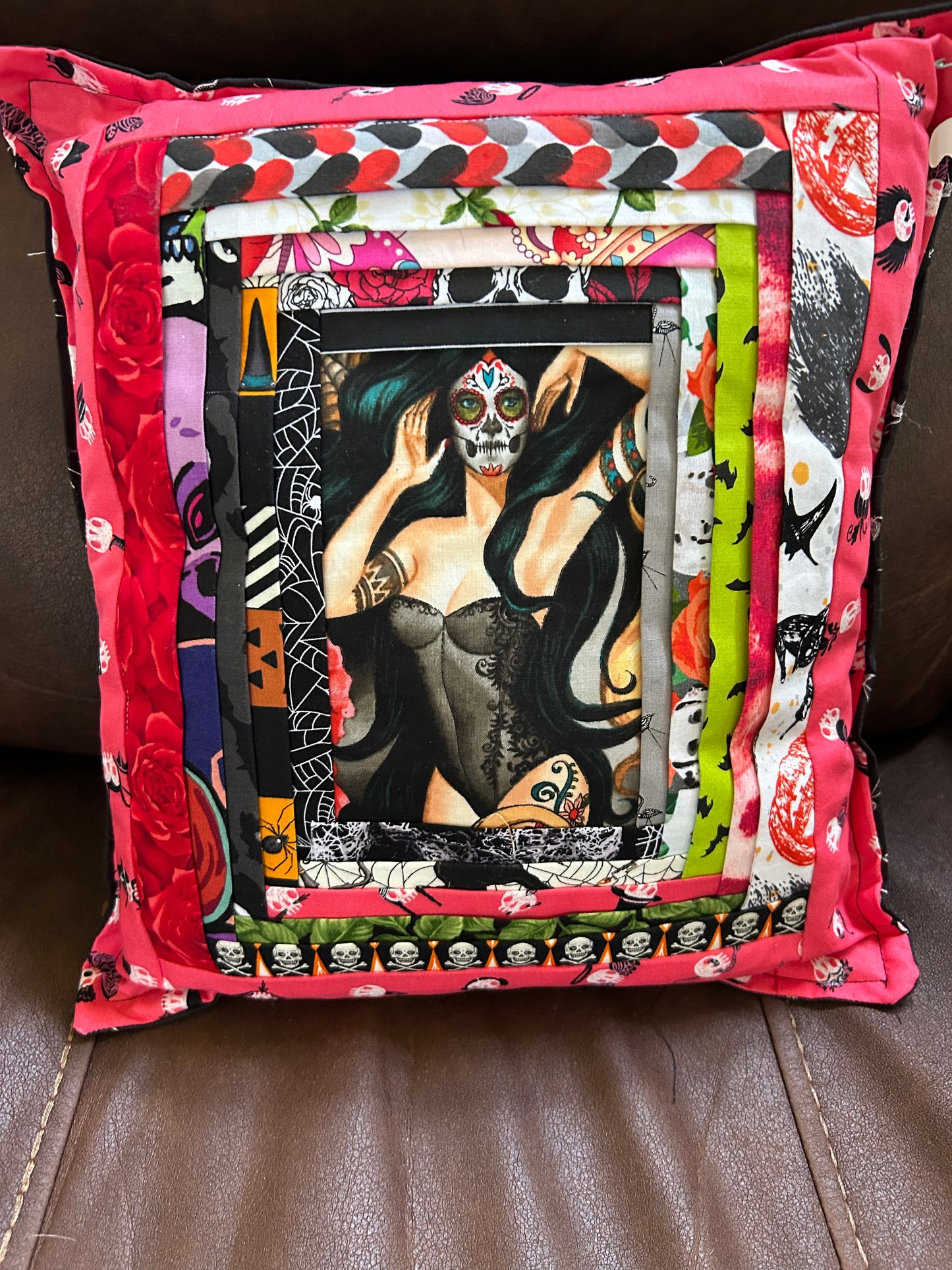 Set of day of the dead pinup girl pillows (3)